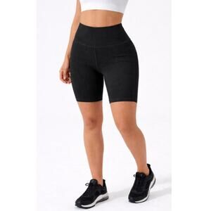 New NUX Women's Black High Waist Biker Shorts Size M